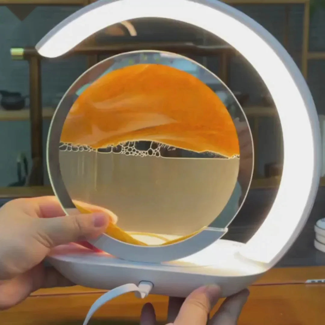 Orange Lumavoa moving-sand lamp after the chamber has been turned